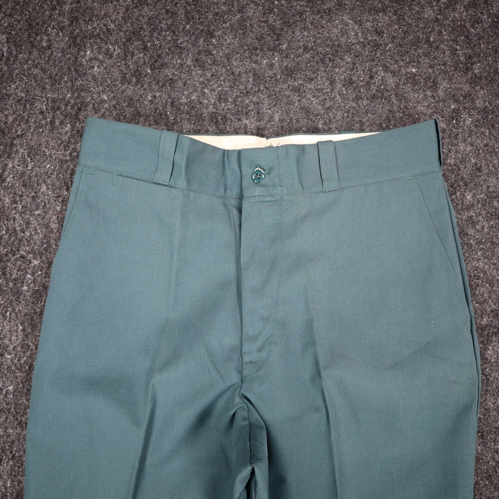 Montgomery Ward Work Pants Mens 32x28 Vintage 70s Teal Green Fortrel Deadstock - take2supply