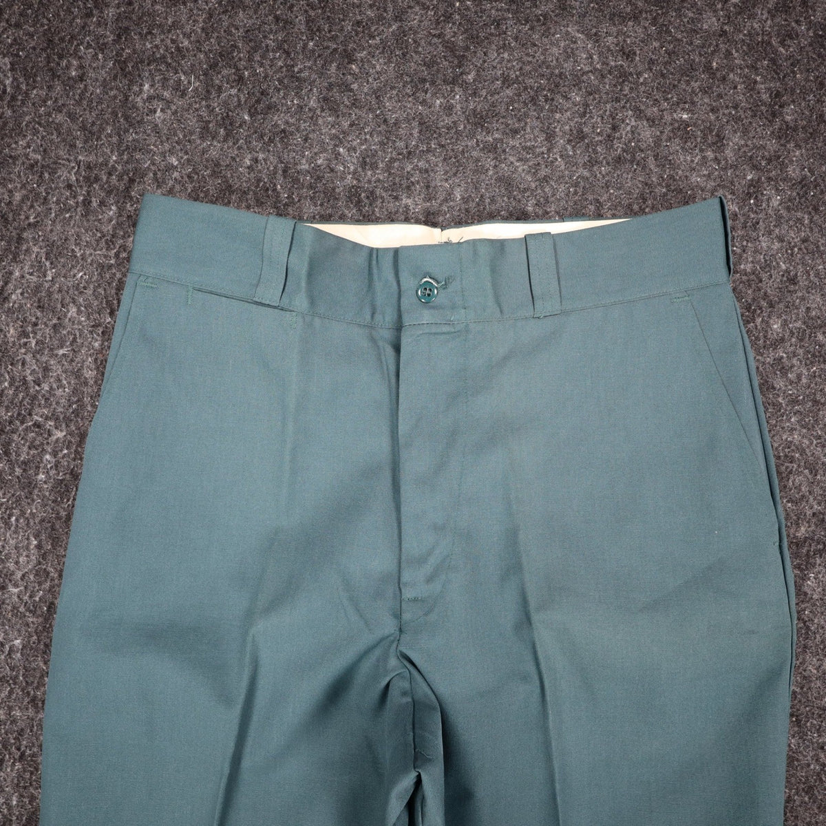 Montgomery Ward Work Pants Mens 32x28 Vintage 70s Teal Green Fortrel Deadstock - take2supply