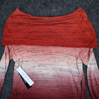 Tribal Top Womens Large Tawny Red Ombre Space Dye Asymmetrical Cowl Neck NWT - take2supply