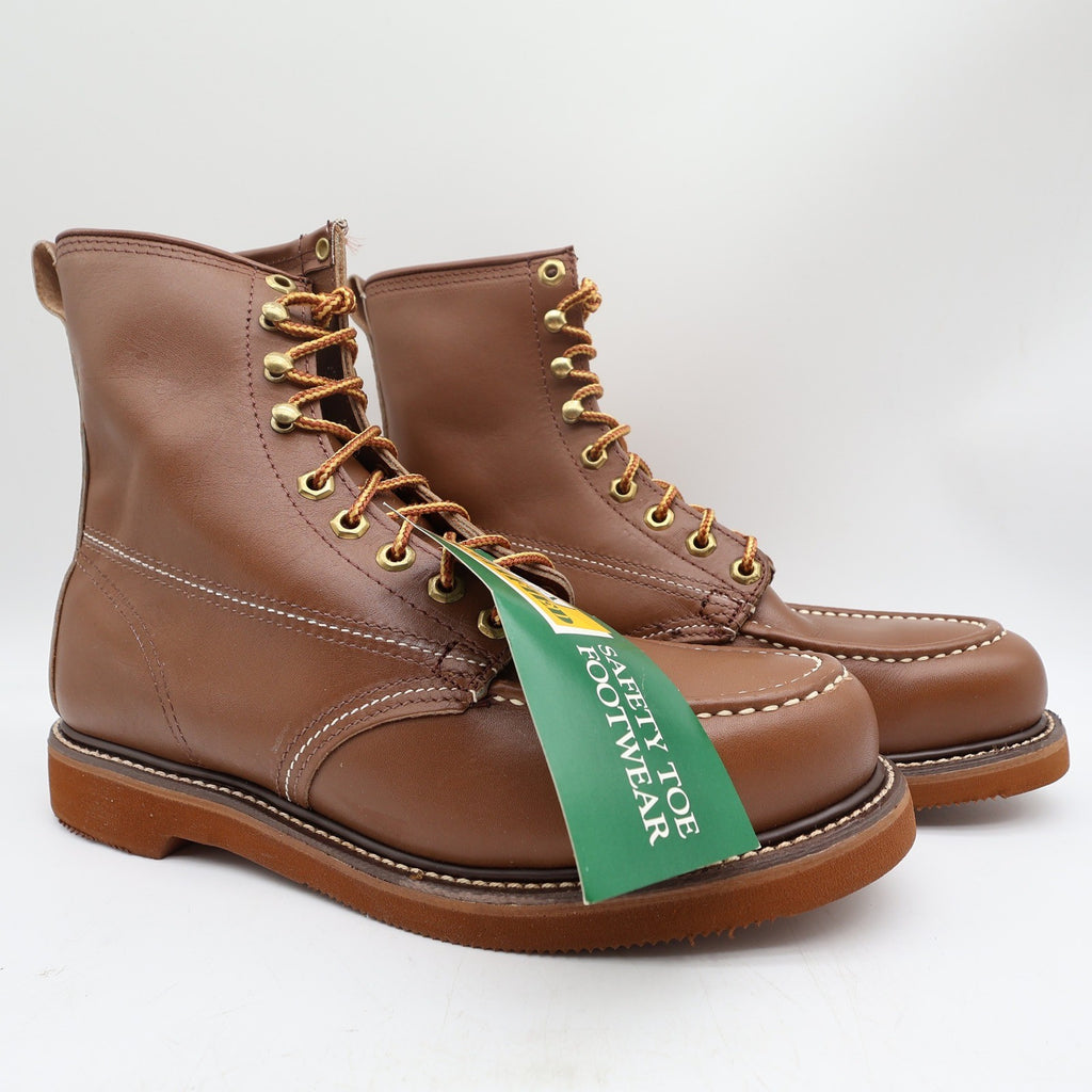 Titan Vintage 80s Safety Toe Work Boots Mens 8.5 D Brown Leather NWT Made in USA - take2supply