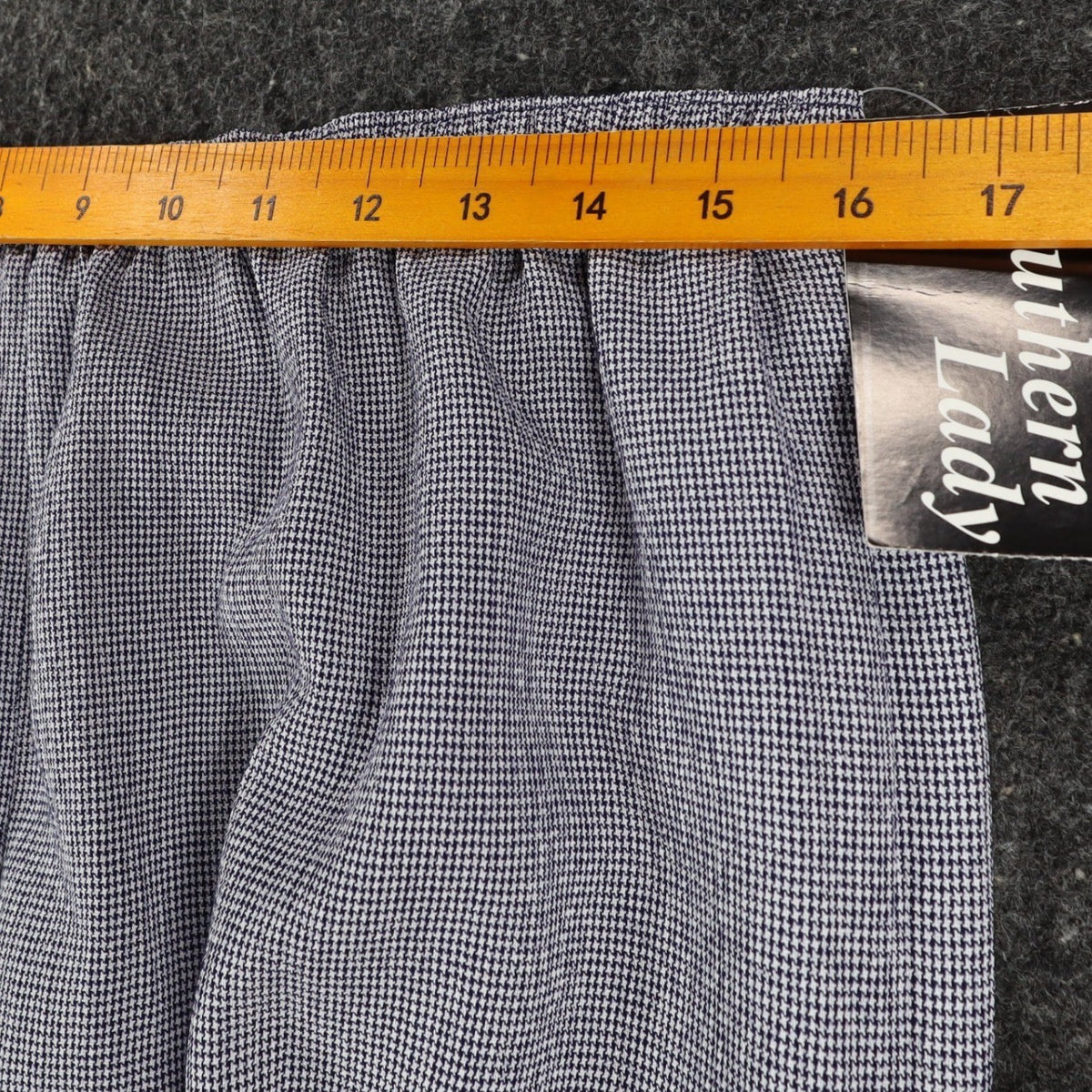Southern Lady Pants Womens XL Navy Blue White Houndstooth Elastic Waist New - take2supply