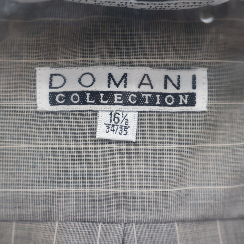 Domani Collection Dress Shirt Mens 16.5 34/35 Grey Grid French Cuff Contrast - take2supply