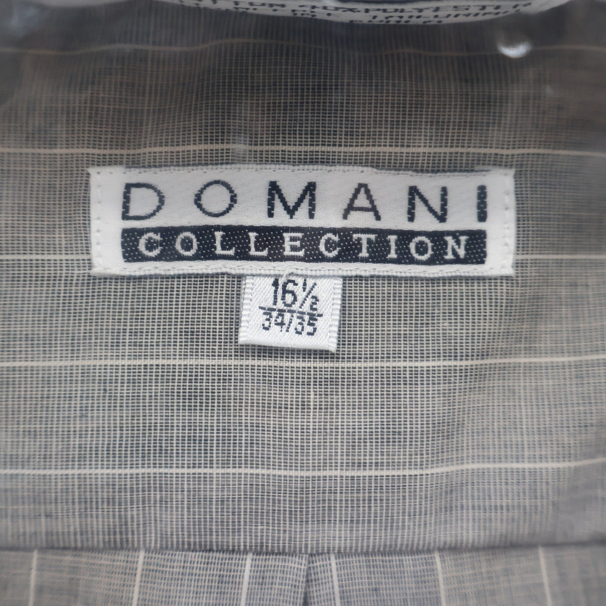 Domani Collection Dress Shirt Mens 16.5 34/35 Grey Grid French Cuff Contrast - take2supply
