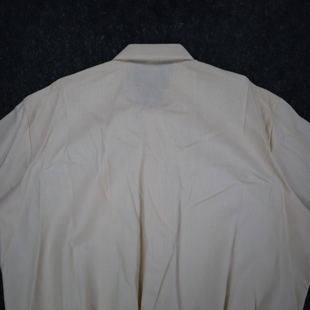 Fulton Street Shirt Works Polo Mens 2X Vintage 90s Cream Banded Bottom USA Made - take2supply