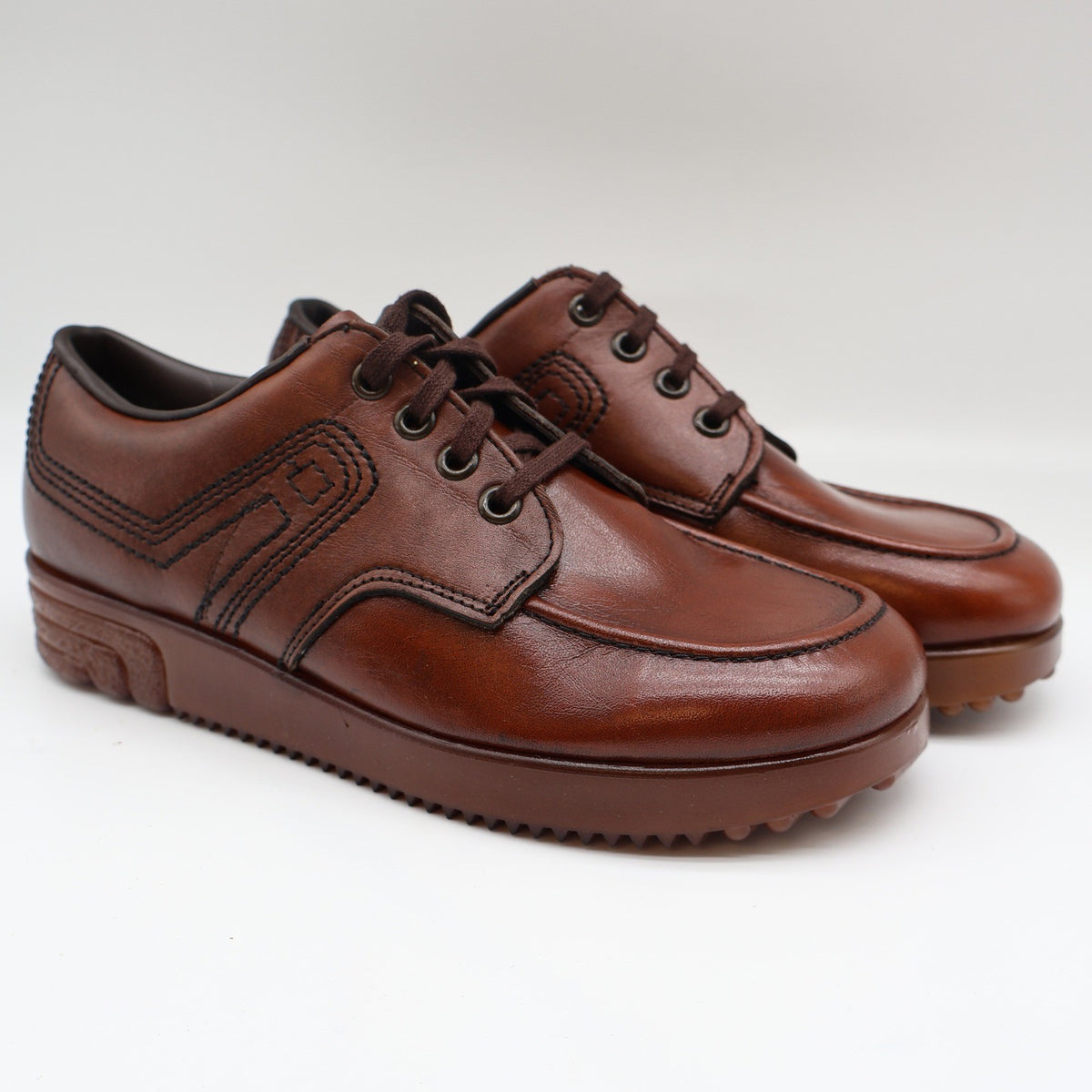 James Pepper Oxford Shoes Mens 5 D Vintage Brown Leather Moc Toe Made in USA - take2supply