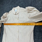 Fancy Free Vintage 80s Puff Sleeve Blouse Womens 5 Tan Striped New - take2supply