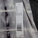 Tribal Cold Shoulder Top Womens Small Gray White Tie Dye Rayon Stretch V-Neck - take2supply