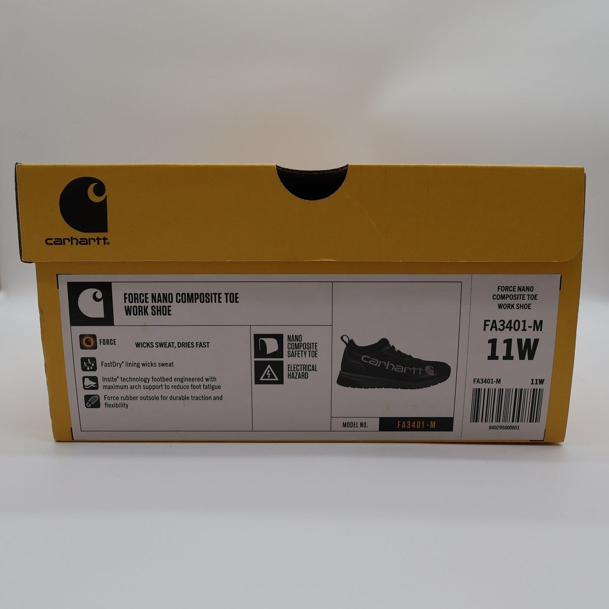 Carhartt Force Nano Composite Safety Toe Men 11 W Black Work Shoe FA3401-M NEW - take2supply