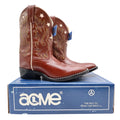 Acme Vintage Style Western Boots Kids 3 Brown Leather NWT AC146 Star Inlay - take2supply