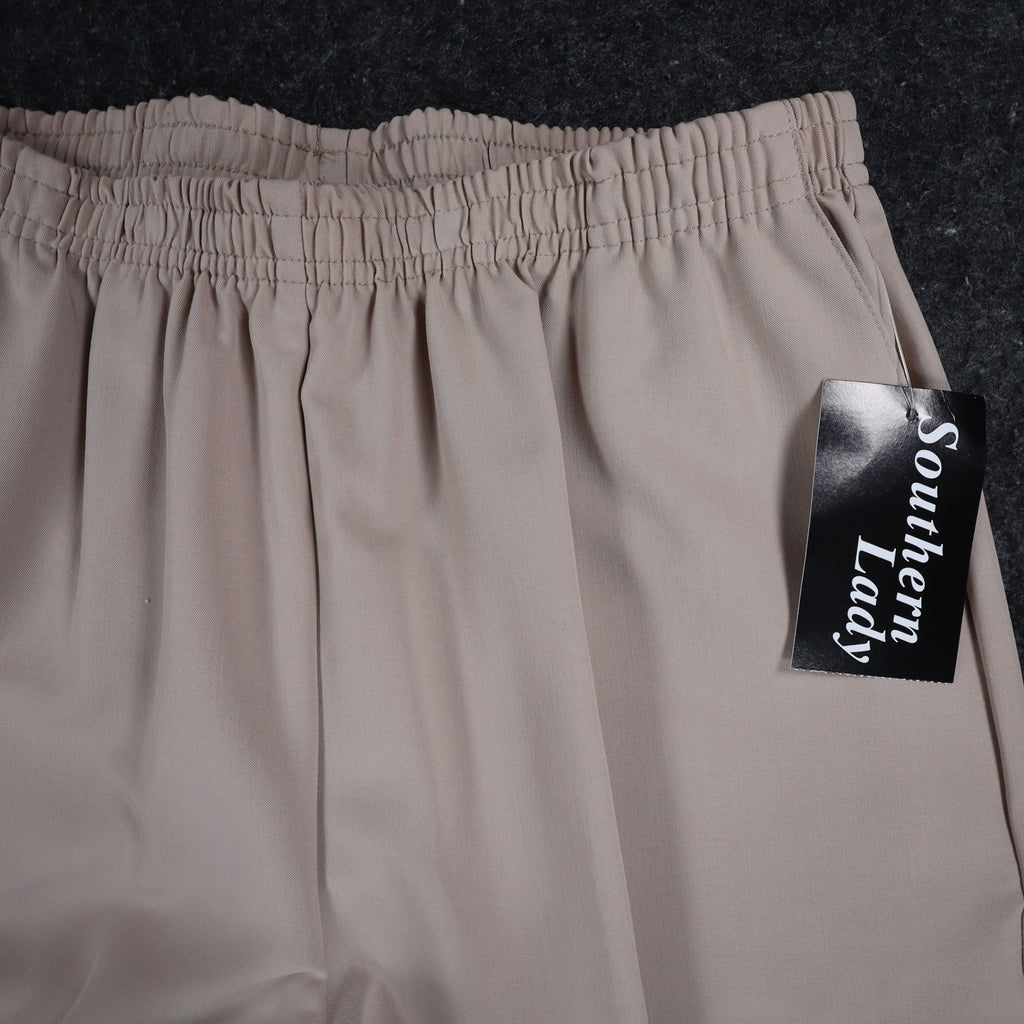 Southern Lady Pants Womens 12 Tan Pull On Elastic Waist Straight Leg NWT NOS - take2supply