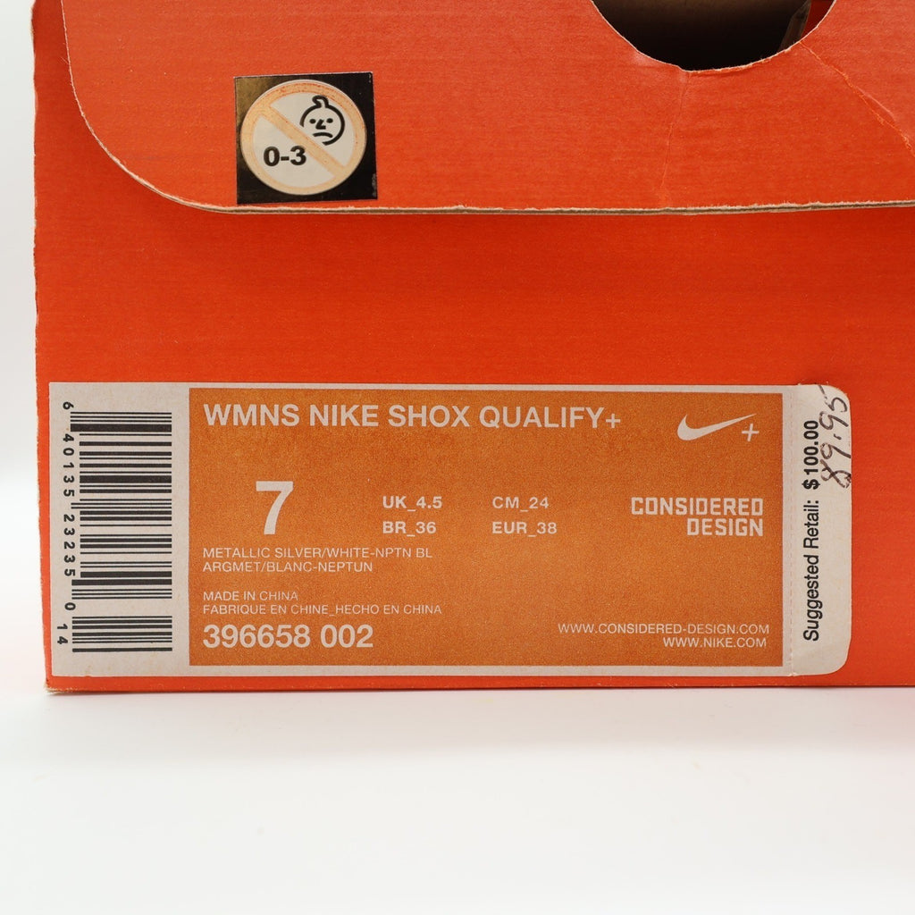Nike Shox Qualify+ Womens 7 Silver Blue Running Shoes 396658-002 Y2K Style - take2supply