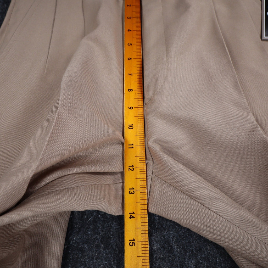 Glen Oaks Dress Pants Mens 34 Vintage 70s Tan Pleated Deadstock Polyester Slacks - take2supply