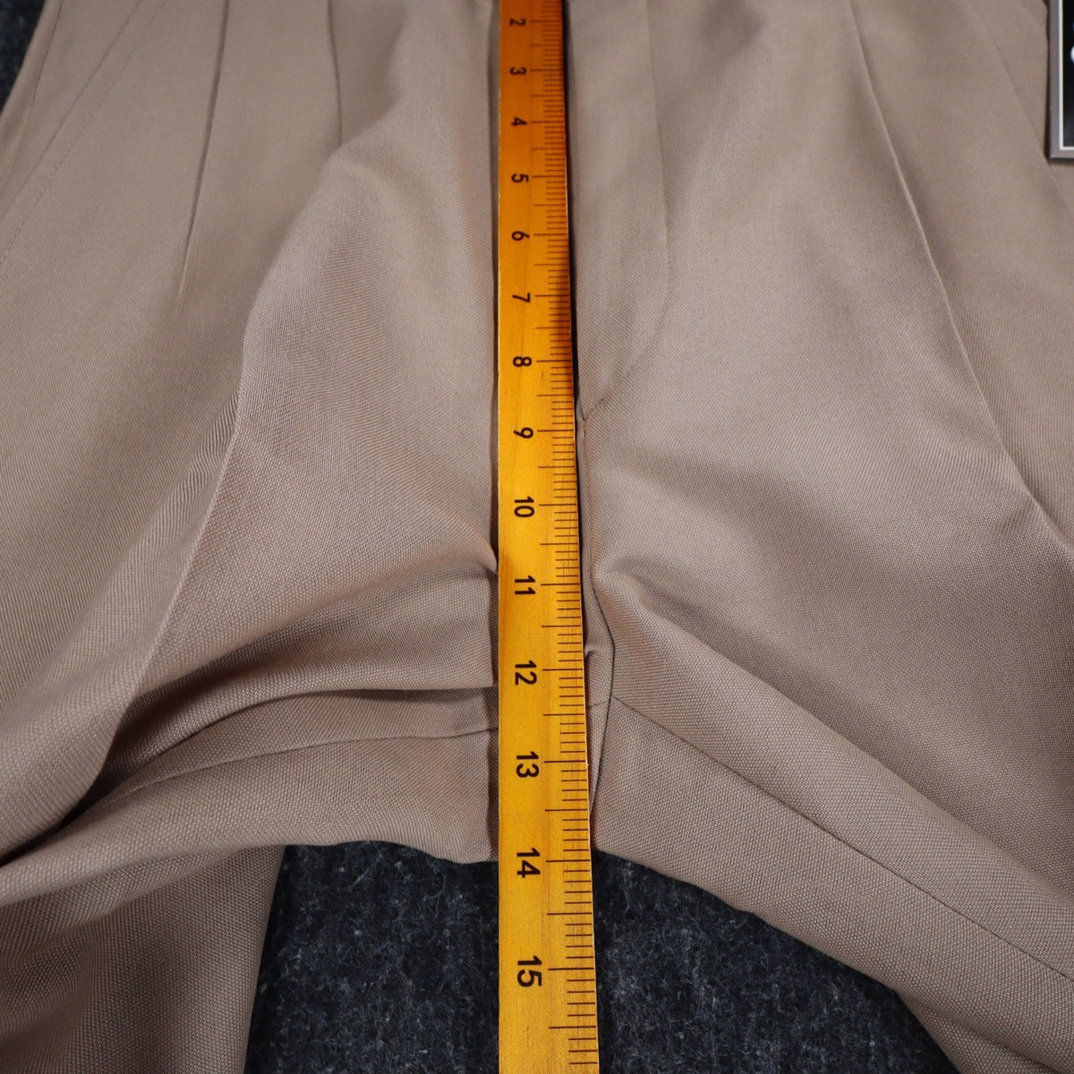 Glen Oaks Dress Pants Mens 34 Vintage 70s Tan Pleated Deadstock Polyester Slacks - take2supply