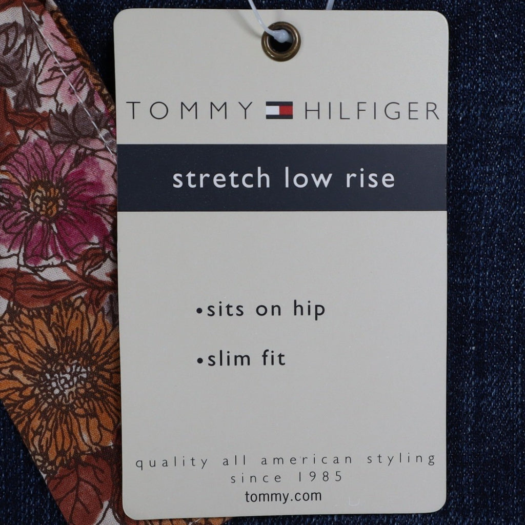 Tommy Hilfiger Jeans Womens 8 Vintage 2000s Low Rise Stretch Blue Floral Belt - take2supply