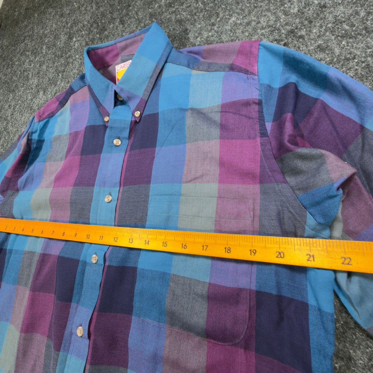Career Club Vintage 90s Plaid Button Down Mens M Blue Purple Excellent - take2supply