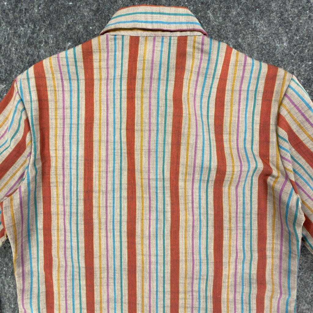 Miss "B" Vintage 70s Striped Button Down Shirt Womens 5/6 Orange Multi Excellent - take2supply