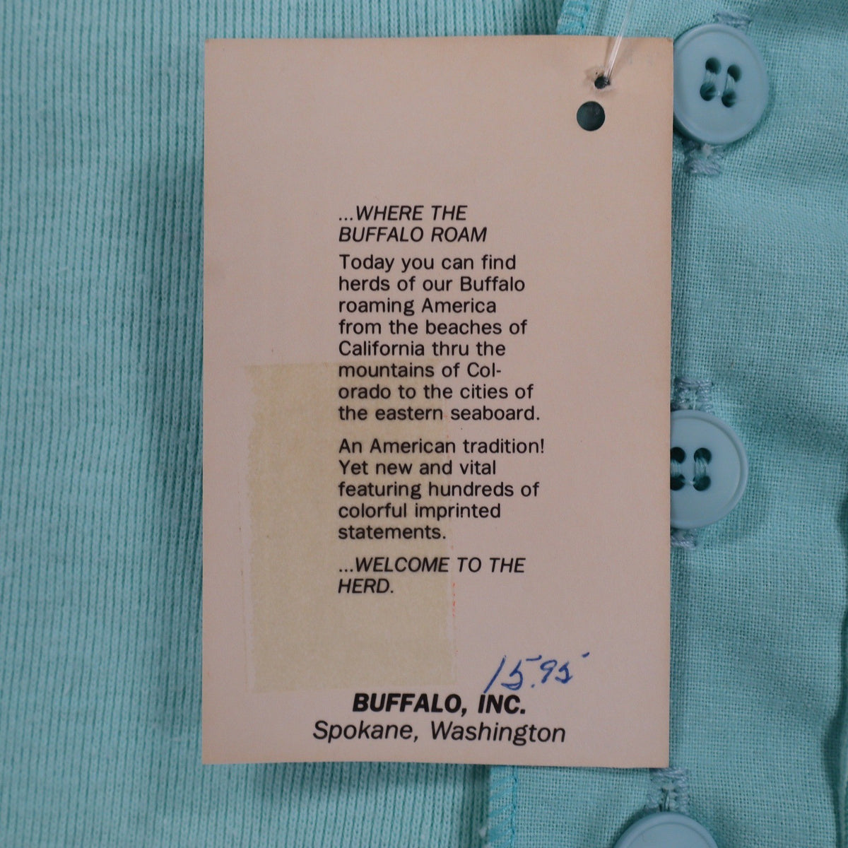 Buffalo Shirts Henley M Mens Aqua Blue Long Sleeve Skier Graphic Waffle Knit NWT - take2supply