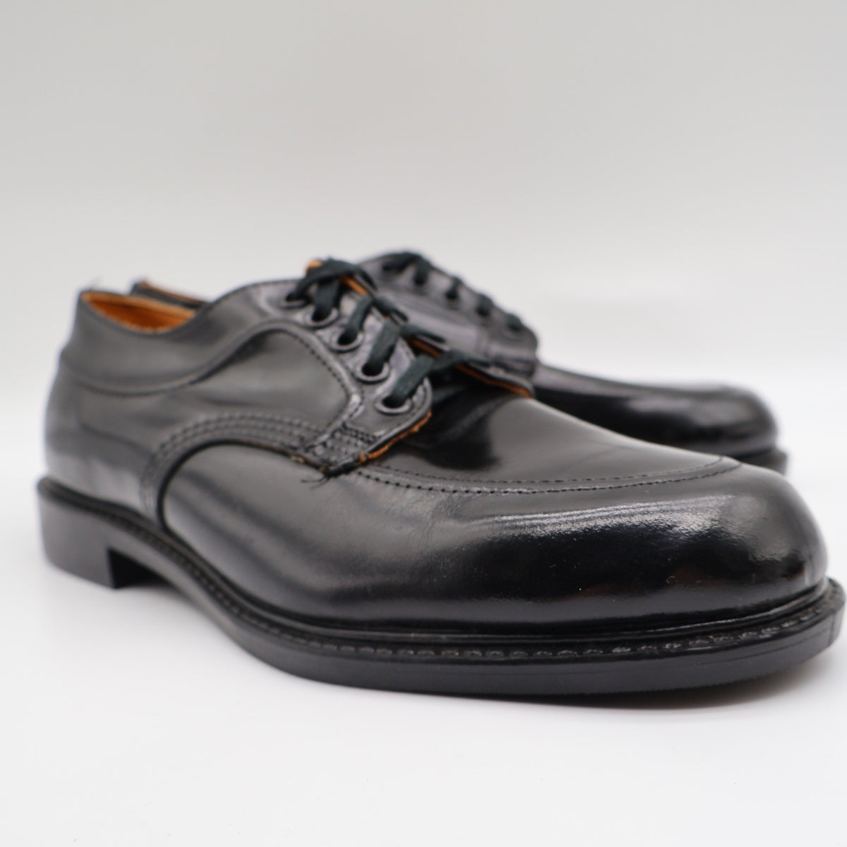 Walker Shoes Vintage Black Leather Oxford Shoes Mens 7.5 Deadstock Uniform Dress - take2supply