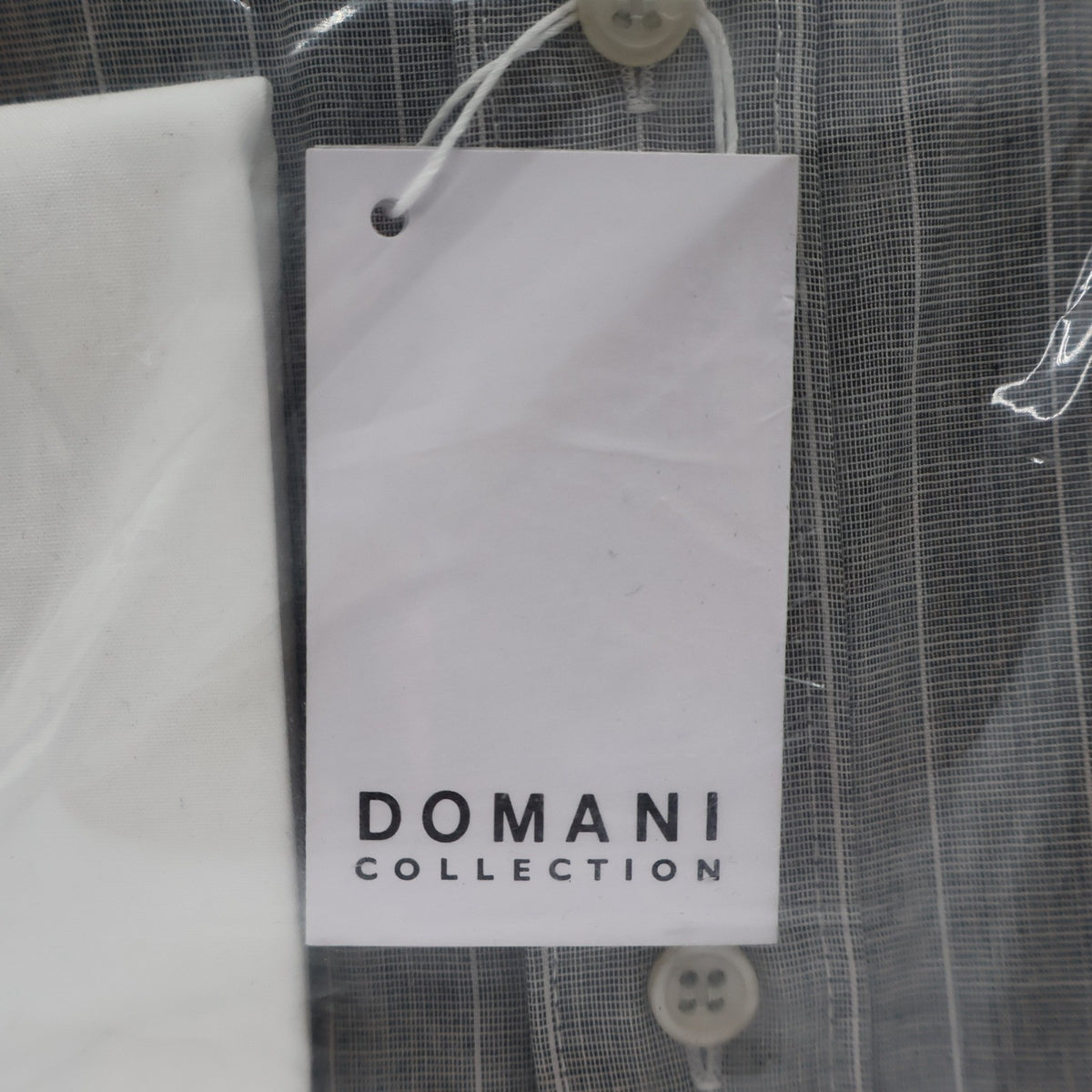 Domani Collection Dress Shirt Mens 16.5 34/35 Grey Grid French Cuff Contrast - take2supply