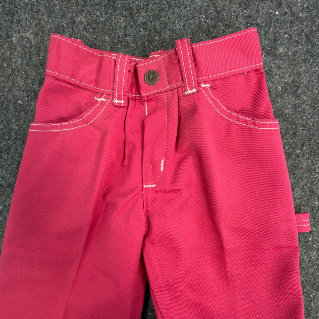 Linchers Vintage 70s Carpenter Pants Girls 4 Slim Pink USA Made NOS NWT 19.5W - take2supply
