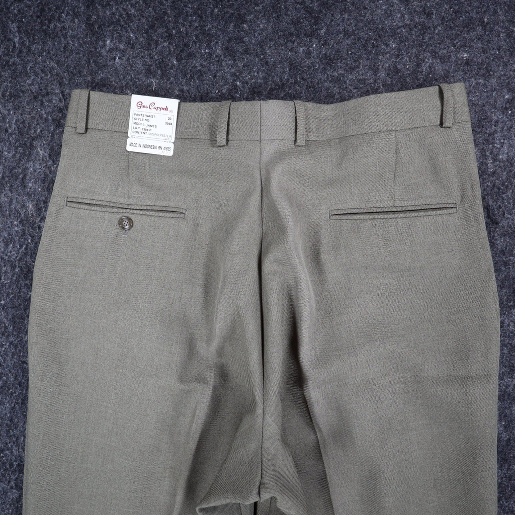 Gino Cappeli Dress Pants Mens 33 Vintage Olive Green Pleated James Deadstock - take2supply