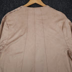 Erin London Open Front Jacket Womens Large Tan Faux Suede Laser Cut Eyelet NEW - take2supply