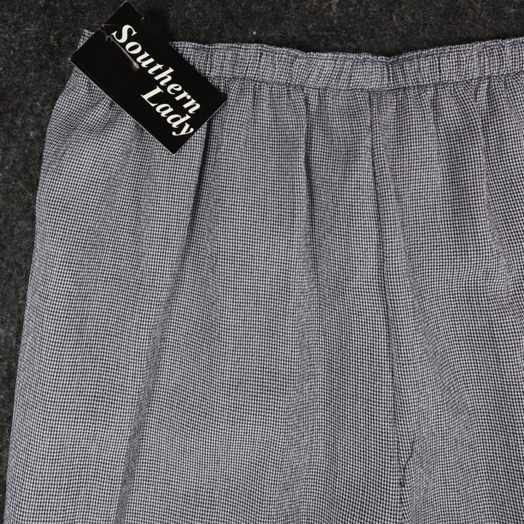 Southern Lady Pants Womens XL Navy Blue White Houndstooth Elastic Waist New - take2supply