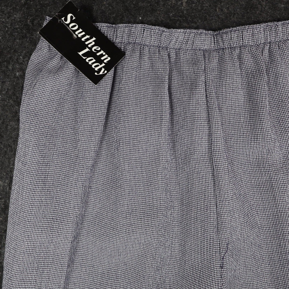 Southern Lady Pants Womens XL Navy Blue White Houndstooth Elastic Waist New - take2supply