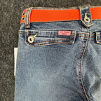 US Polo Assn Y2K Flare Jeans Girls 8 Blue Denim Stretch Belted NWT - take2supply
