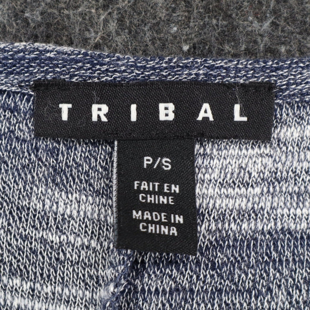 Tribal Top Womens Small New Ink Blue Space Dye Back Pleat Long Sleeve Knit C1101 - take2supply