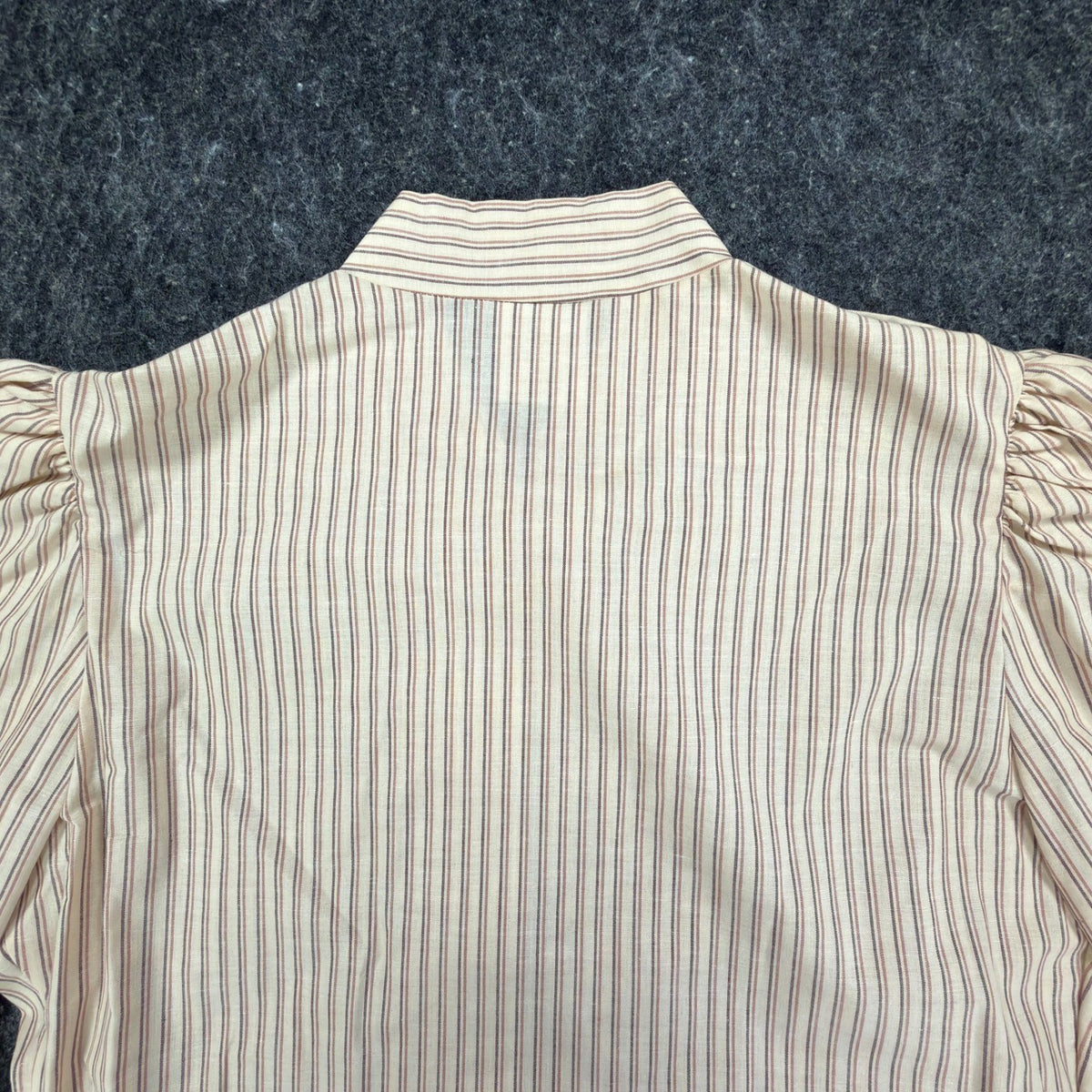 Fancy Free Vintage 80s Puff Sleeve Blouse Womens 5 Tan Striped New - take2supply