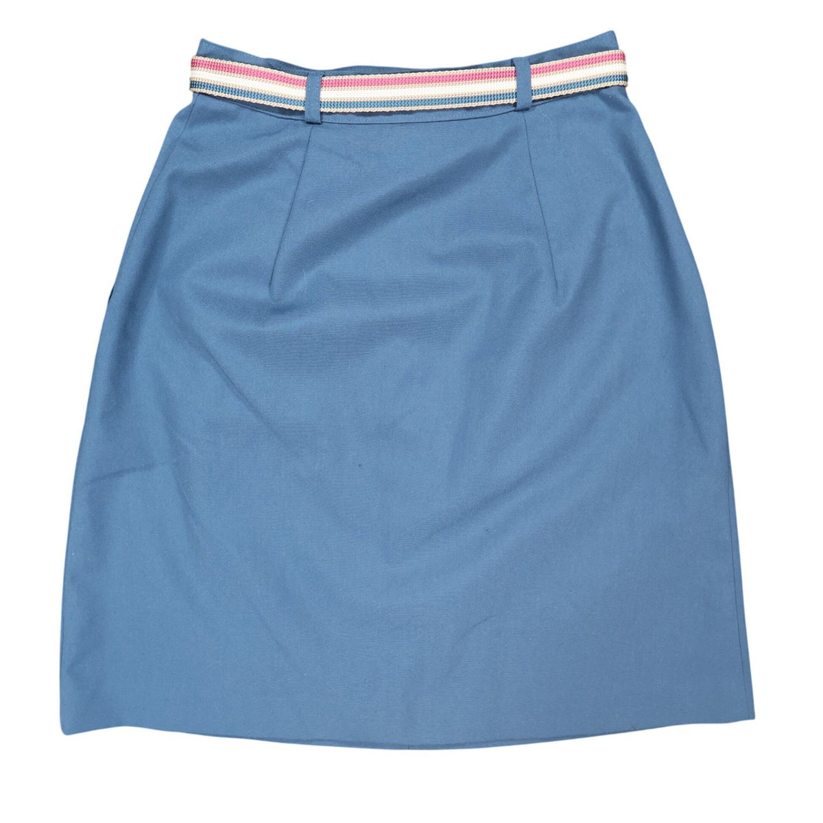 Jones Petites Skirt Womens 10 Blue Polyester Cotton A-Line Vintage Belted - take2supply
