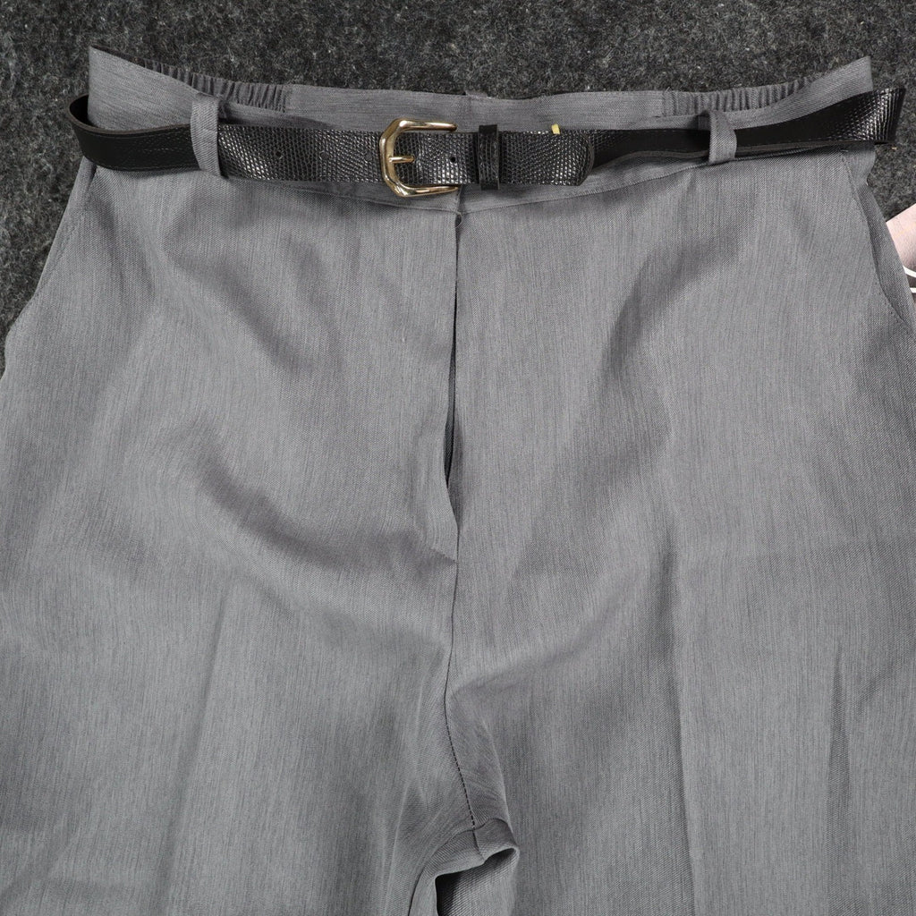 Sara Michelle Pants Womens 18 Gray Belted High Rise Dress Trousers USA NWT NOS - take2supply