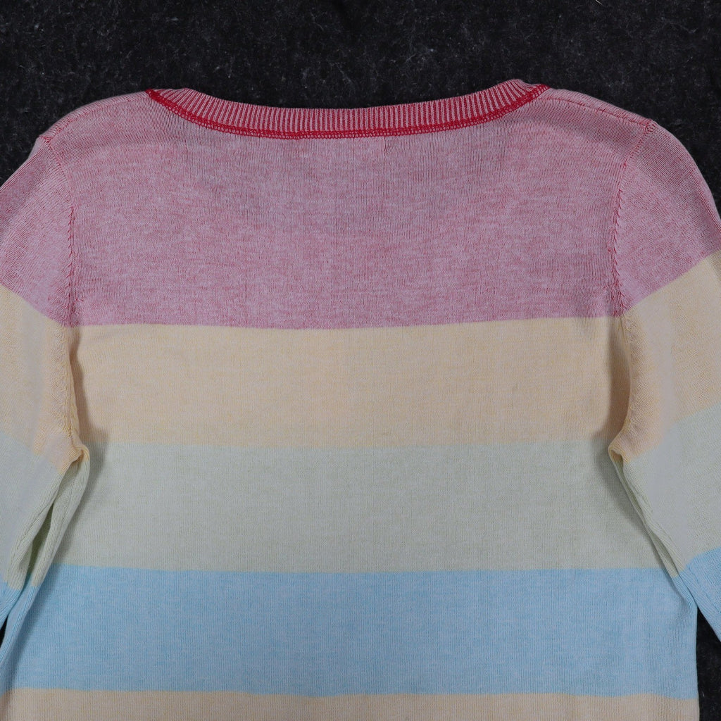 Variations Sweater Womens Large Multi Pastel Striped 3/4 Sleeve Cotton V1860 - take2supply