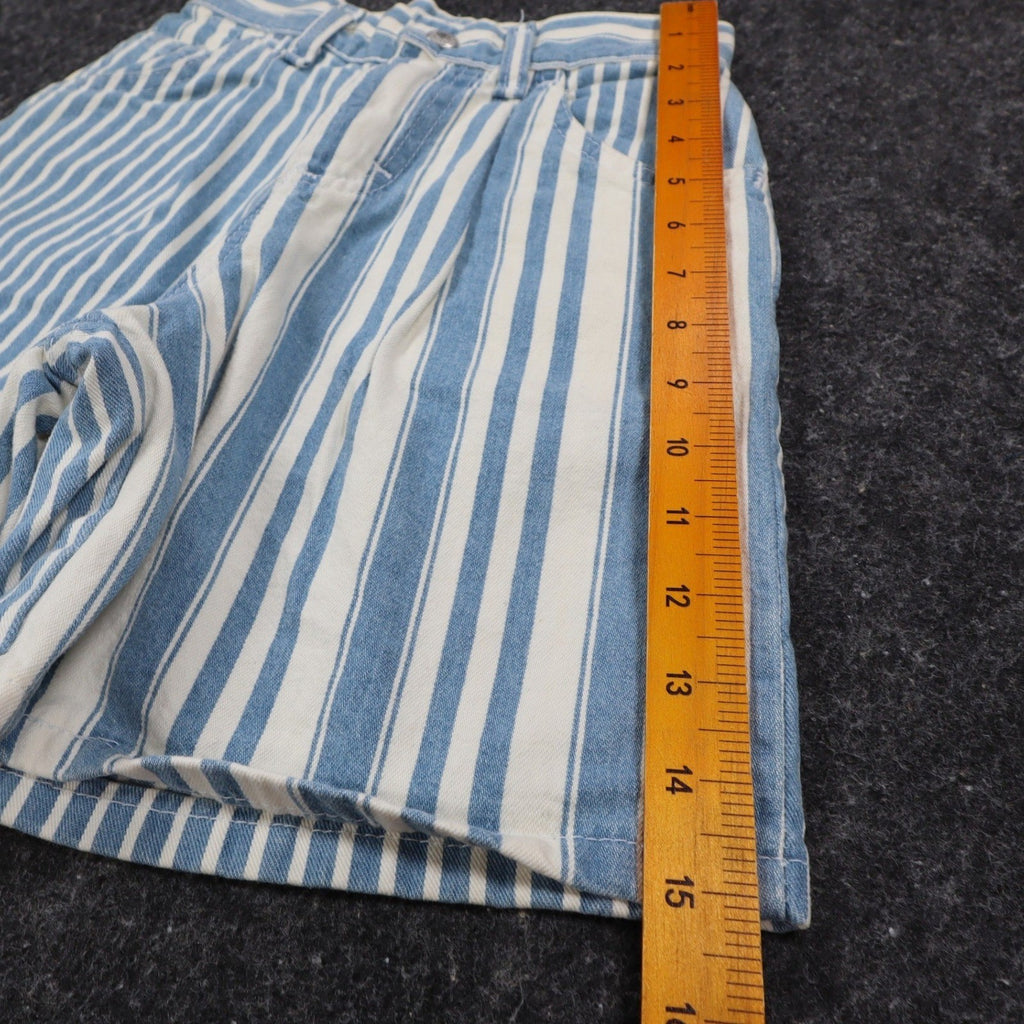Lee Striped Denim Shorts Girls 8 Slim Vintage 90s USA Deadstock Blue White - take2supply