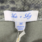 She + Sky Snake Print Mini Skirt Womens Medium Green Cotton Distressed NWT - take2supply