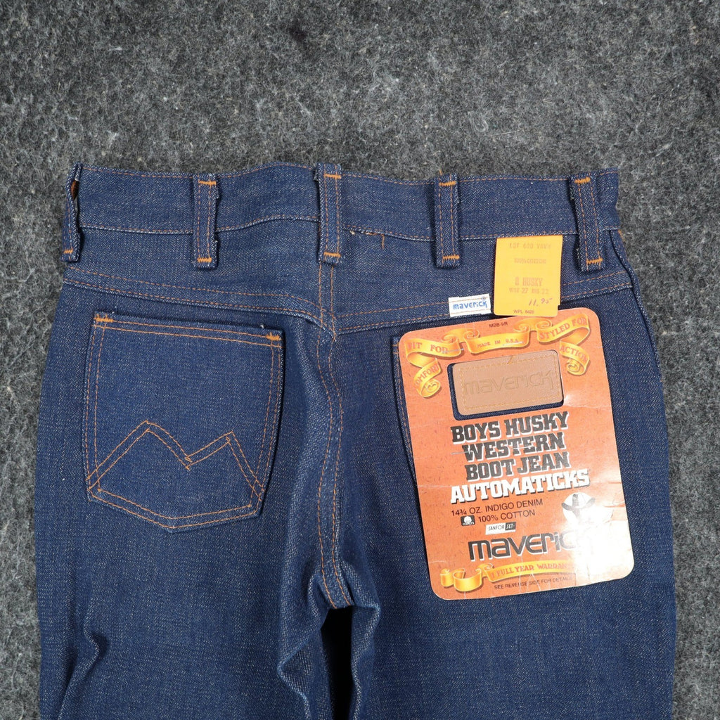 Maverick Boys Jeans Size 8 Husky Vintage Deadstock Indigo Western Bootcut Denim - take2supply