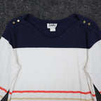 Links Striped 3/4 Sleeve Top Women Size S Vintage 90s Navy White Red Nautical - take2supply