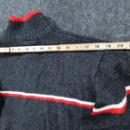 s.Cool Sports Quarter Zip Sweater Mens L Charcoal Excellent Striped Merino Wool - take2supply