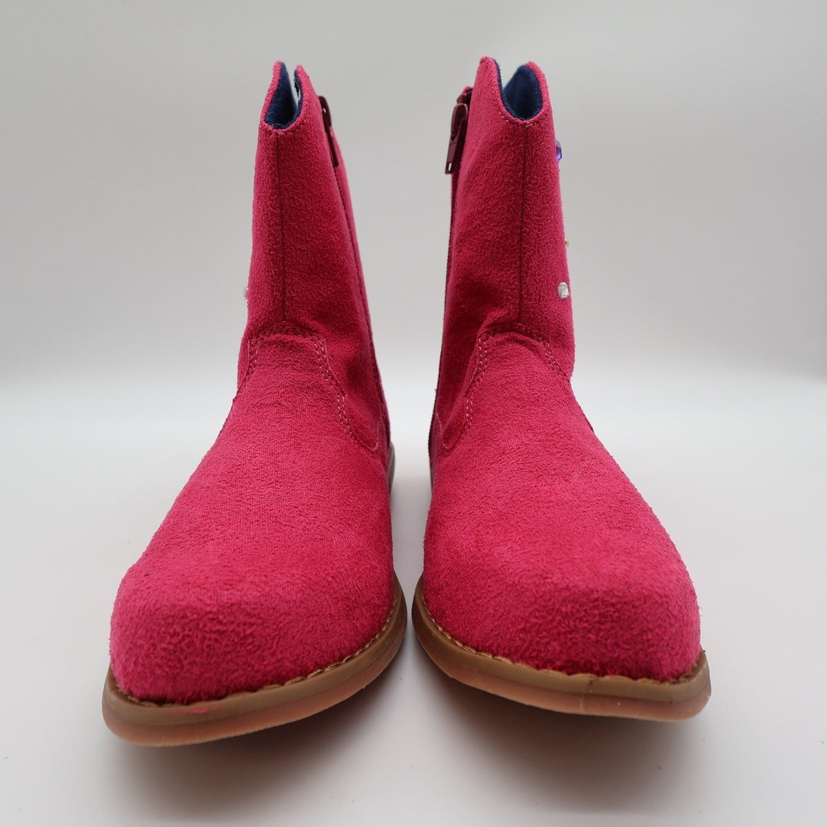 L'Amour Cowboy Boots Kids Size 1 Fuchsia Pink Faux Suede Rhinestone Studs V8400 - take2supply