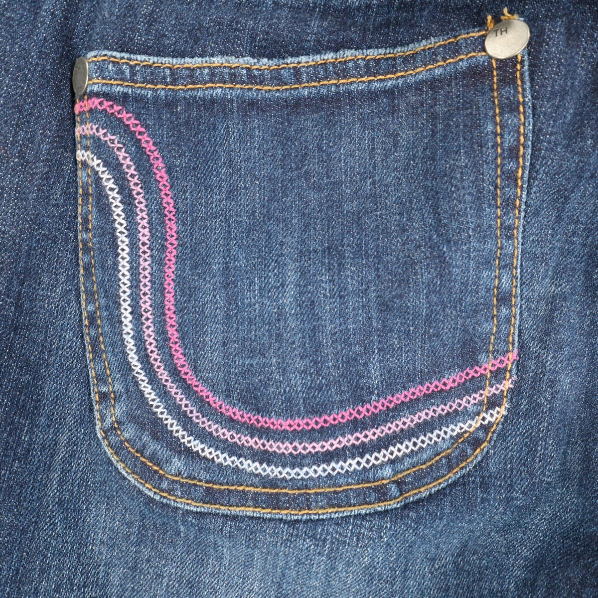 Tommy Hilfiger Jeans Womens 10 Y2K Blue Stretch Low Rise Slim Floral Belt C789 - take2supply