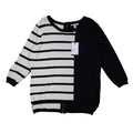 Lanalee Sweater Womens XL/1X Black White Striped Colorblock Back Zip Cotton Knit - take2supply
