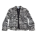 Emma J Zebra Print Jacket Womens M Y2K Black White Cotton Grommet Eyelet Trim - take2supply