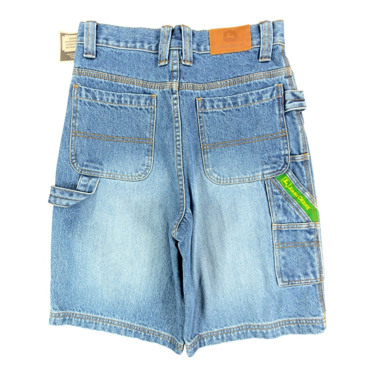 John Deere Y2K Carpenter Denim Shorts Boys 14 Blue Stone Wash NWT - take2supply