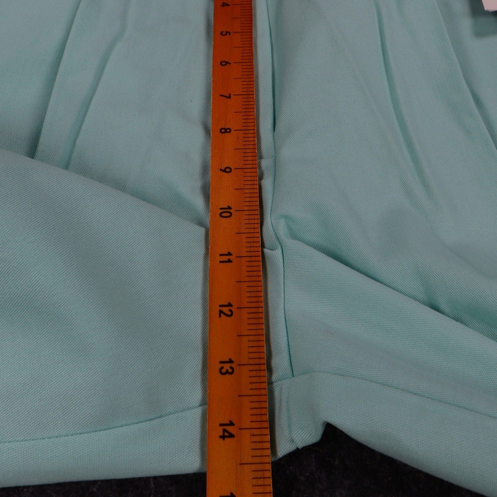 Southern Lady Pleated Shorts Womens Size 10 Aqua Twill High Waist Elastic Back - take2supply