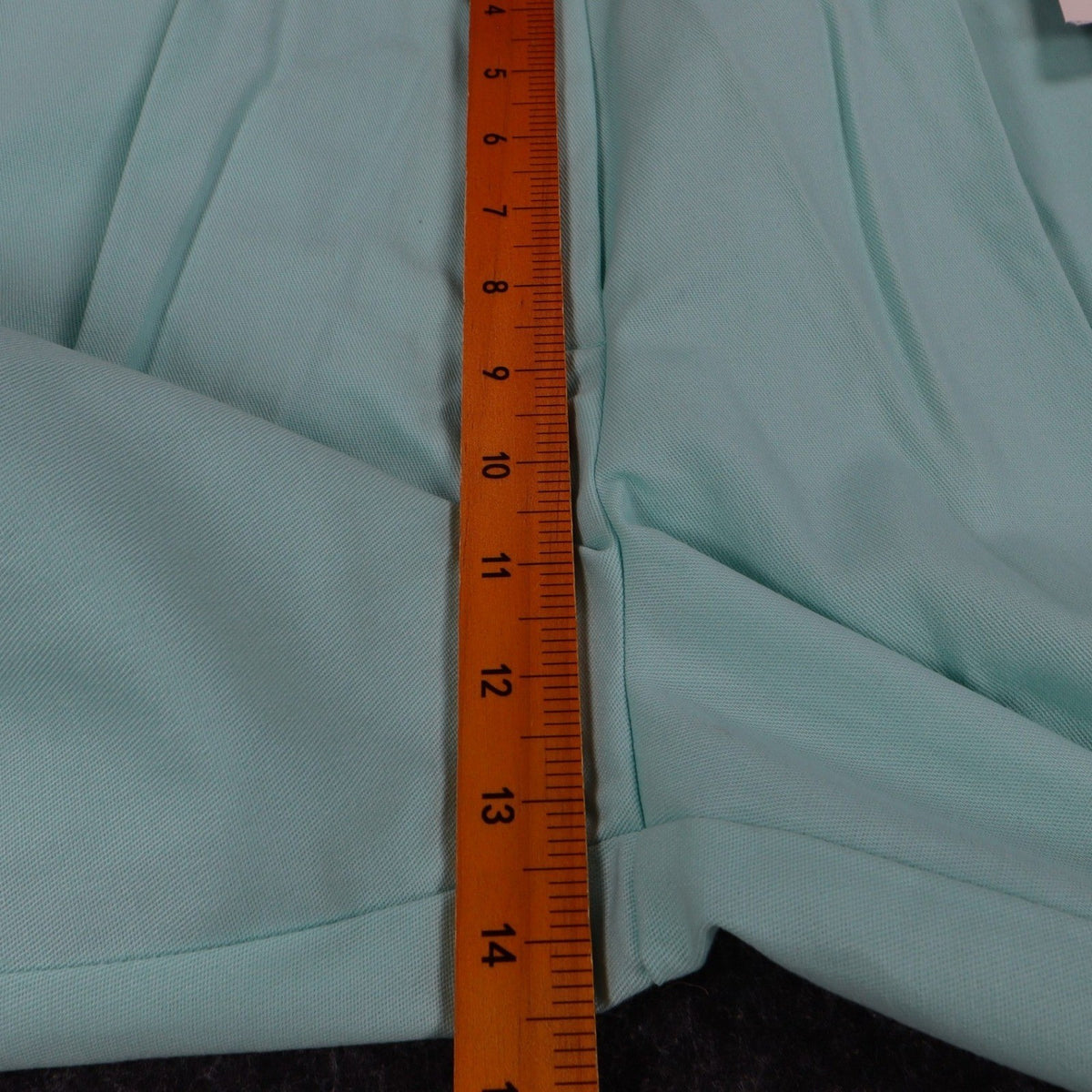 Southern Lady Pleated Shorts Womens Size 10 Aqua Twill High Waist Elastic Back - take2supply