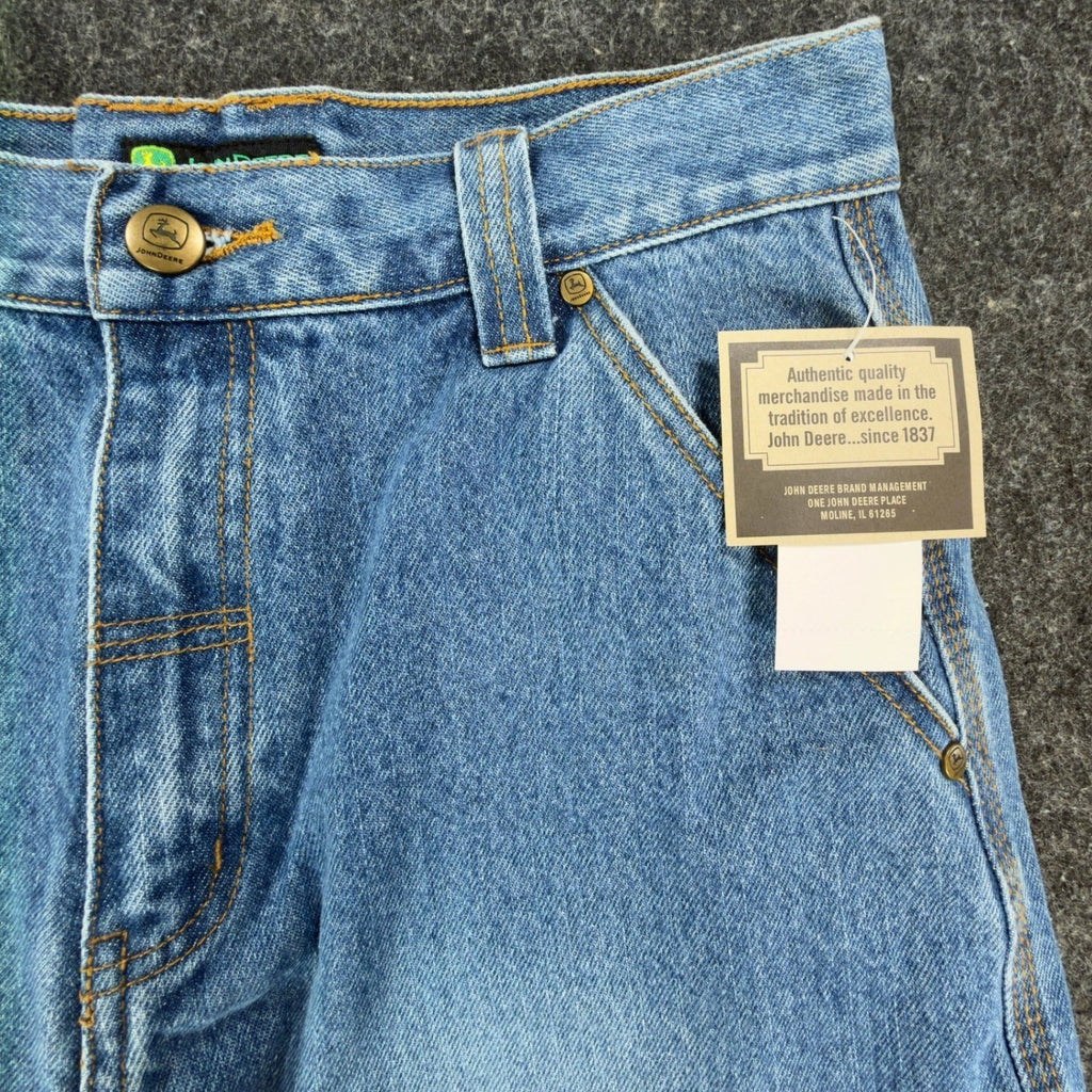 John Deere Carpenter Shorts Kids Size 16 Stone Wash Denim Blue Cotton NWT - take2supply