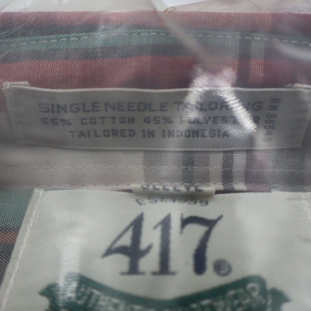 Van Heusen 417 Plaid Button Down Shirt Mens Medium Vintage 90s Deadstock Red - take2supply