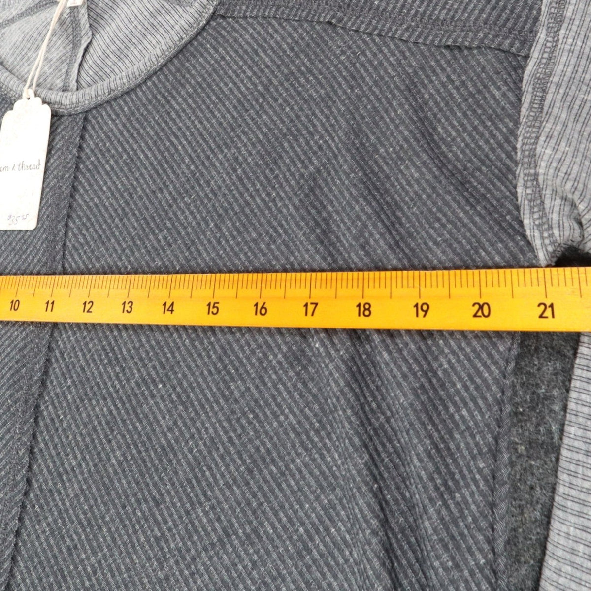 Hem & Thread Top Womens Large Gray Ribbed Lace Cuff Long Sleeve Tee New C797 - take2supply