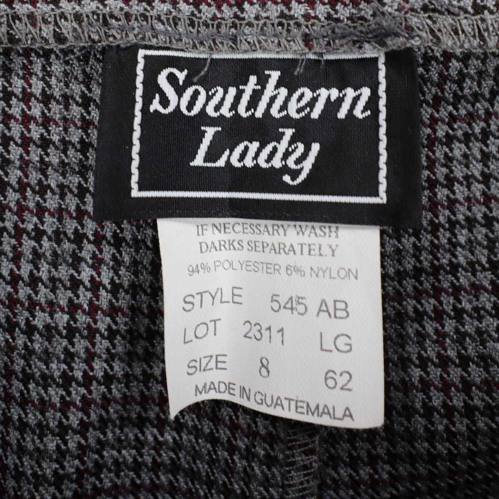 Southern Lady Plaid Dress Pants Womens 8 Vintage Grey Burgundy Pleated Trousers - take2supply